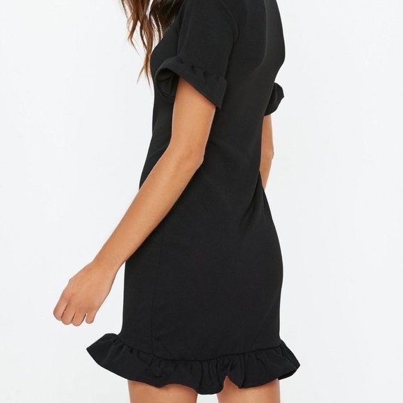 Missguided | Black Frill Detail Short Sleeve Dress - Picture 3 of 4